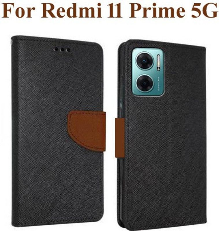 Krumholz Flip Cover for Redmi 11 Prime 5G  (Brown, Dual Protection, Pack of: 1)
