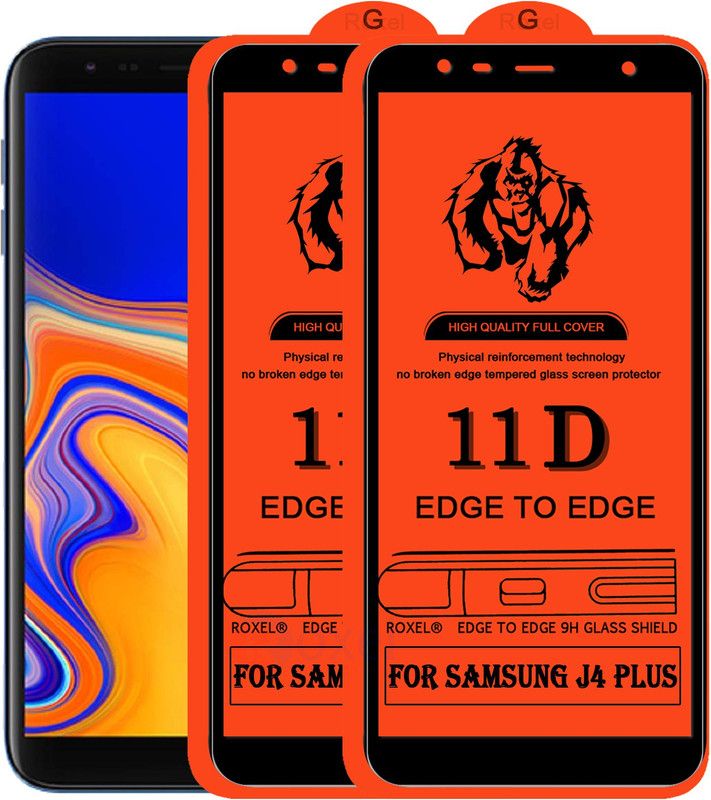 Roxel Edge To Edge Tempered Glass for Samsung J4 Plus  (Pack of 2)