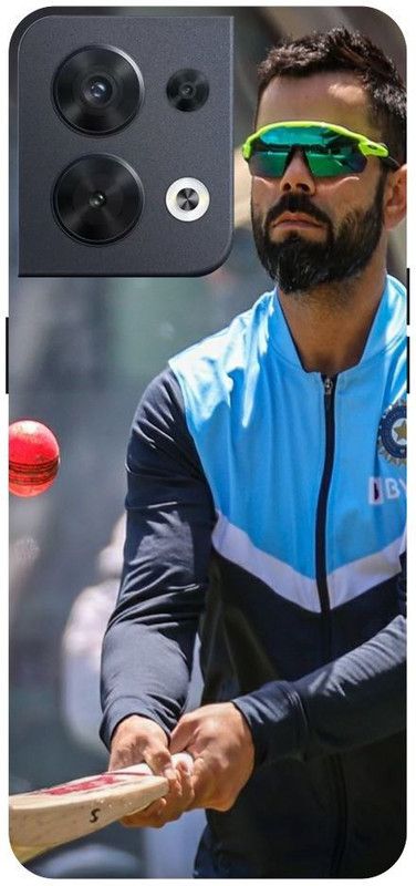 Wall Art Back Cover for OPPO RENO 8 (5G) Virat Kohli, Indian Captain, Cricketer Printed  (Multicolor, Dual Protection, Pack of: 1)