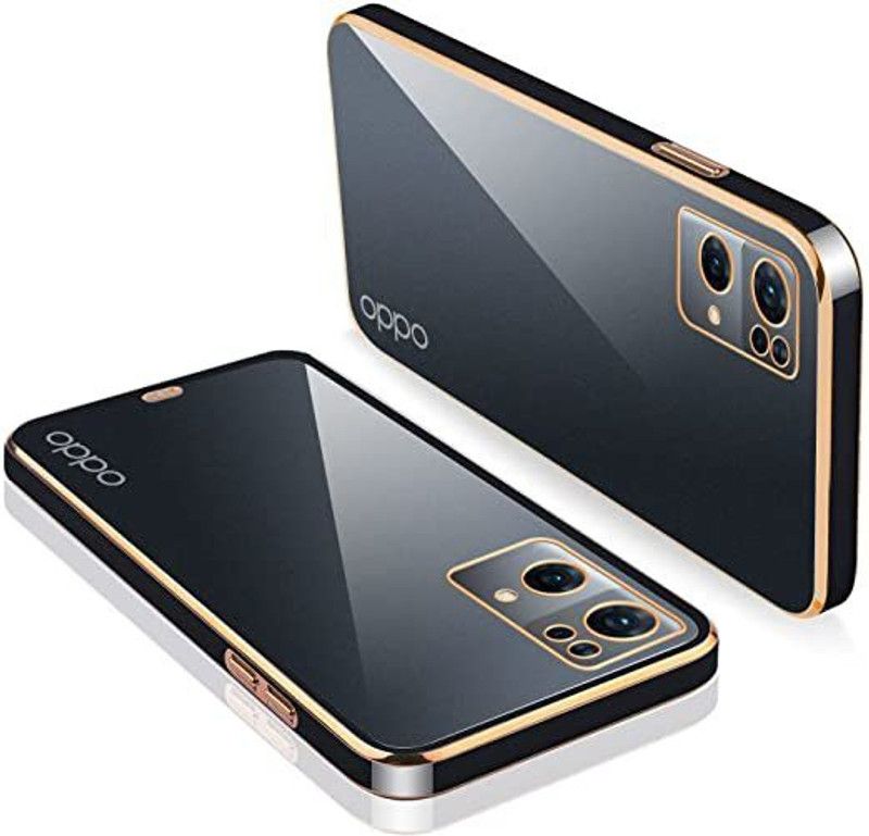 Urban Tech Back Cover for Oppo A77 5G 2022 |Electroplated Silicon Golden Plating Crystal Clear Case|  (Black, Grip Case, Pack of: 1)