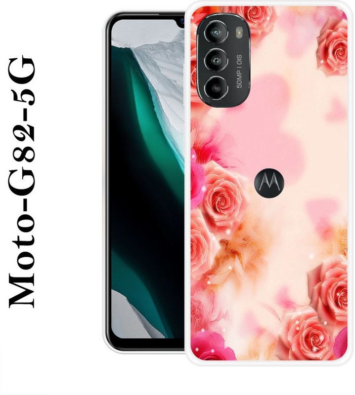 LOVETHINK Back Cover for Motorola Moto G82 5G  (Pink, Beige, Grip Case, Silicon)