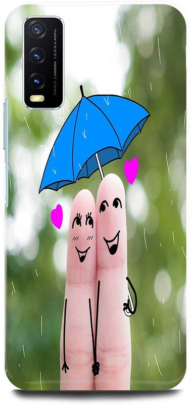 play fast Back Cover for Vivo Y12s, V2033 LOVE, FINGERS, COUPLE, UMBRELA, ART  (Brown, Hard Case, Pack of: 1)