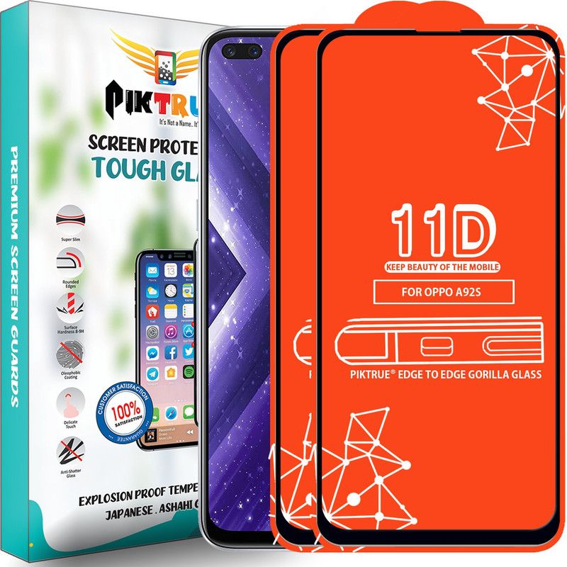 PikTrue Edge To Edge Tempered Glass for Oppo A92S  (Pack of 2)