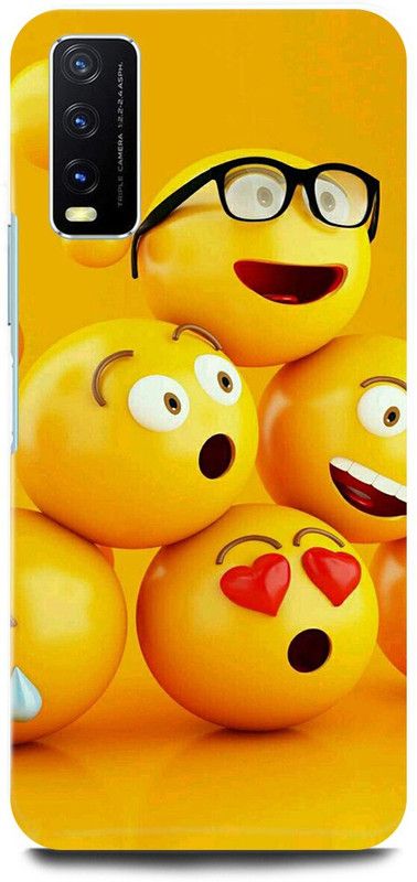 play fast Back Cover for Vivo Y20i, V2027 YELLOW, EMOJI, CARTOON  (Yellow, Hard Case, Pack of: 1)