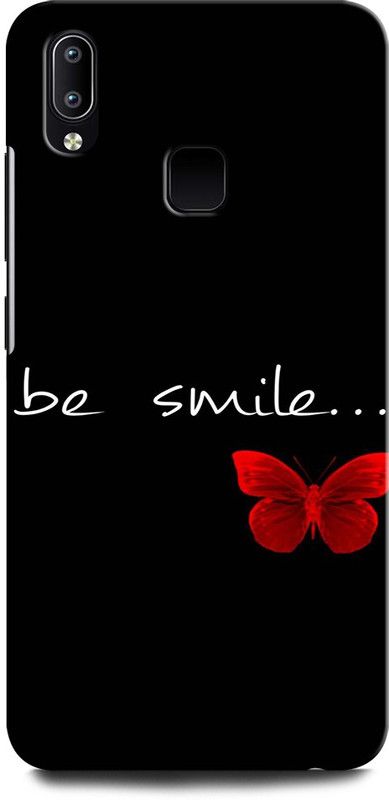GRAFIQE Back Cover for VIVO V9 Youth BE SMILE, HAPPY, BUTTERFLY, BLACK  (Multicolor, Shock Proof, Pack of: 1)