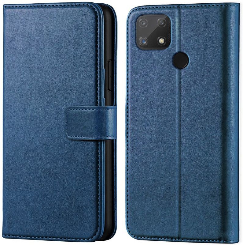 ponyta Flip Cover for Realme Narzo 50a  (Blue, Dual Protection, Pack of: 1)