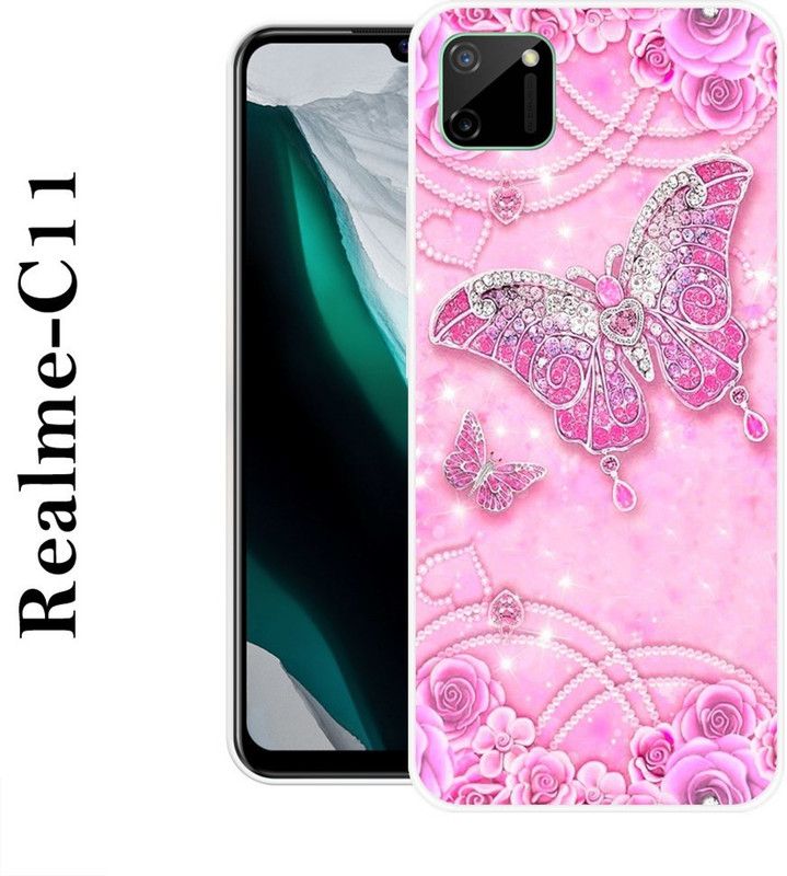 REALKING Back Cover for Realme C11  (Pink, Silicon)