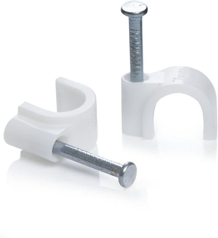 HI PLAST Cable Clip 6mm(100pcs) Wire Fastener,Circle Cable Clips with Metal Nails,White (6mm) Plastic Hook & Loop Cable Tie (White Pack of 1) Cable Protector  (White)