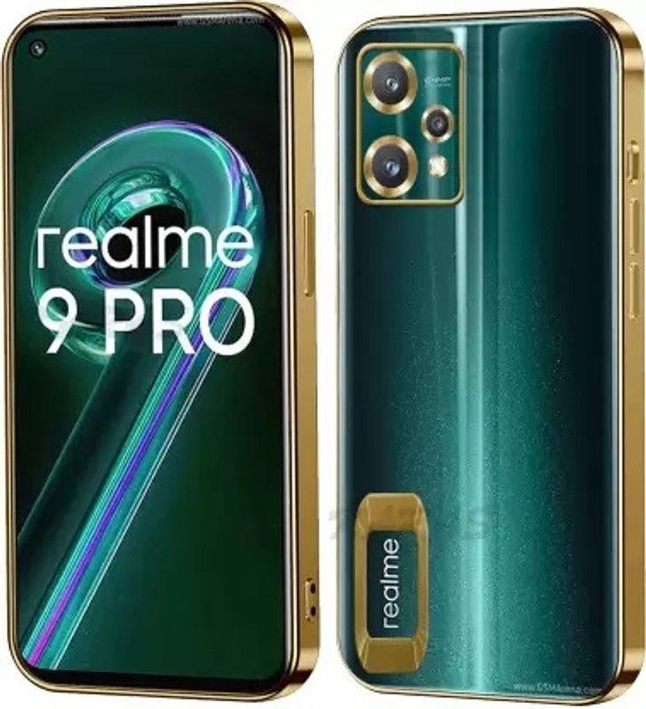 Urban India Back Cover for Realme 9 Pro |Electroplated Square Platting Logo View Ring Case  (Gold, Grip Case, Pack of: 1)