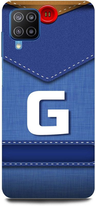 FUGGA Back Cover for Samsung Galaxy M62, G, LETTER, ALPHABET, BLUE, JEANS, PATTERN, G, NAME  (Multicolor, Hard Case, Pack of: 1)
