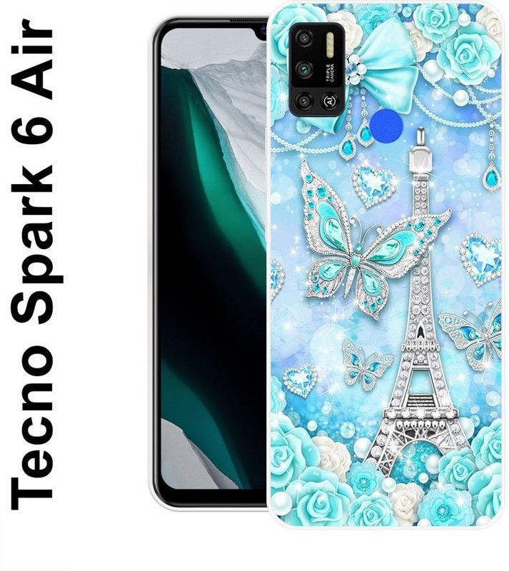 JATLAND Back Cover for Tecno Spark 6Air  (Blue, White, Silicon)