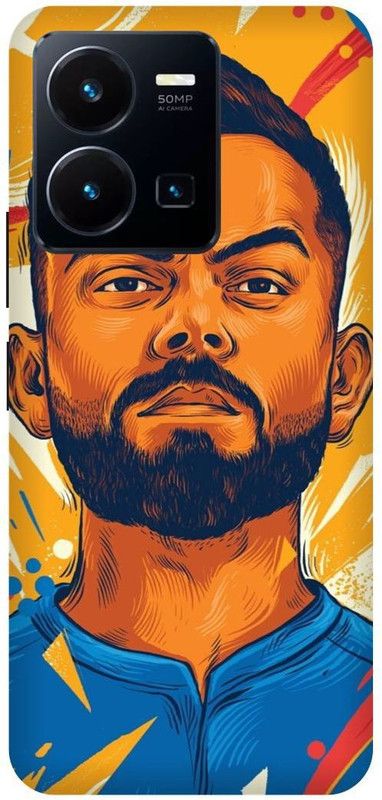 FRONK Back Cover for vivo Y22s, V2206, VIRAT, KOHLI, SKETCH, ART  (Yellow, Hard Case, Pack of: 1)