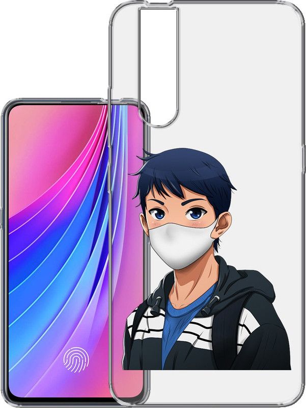 HANIRY Back Cover for Vivo V15 Pro / 1818 back cover / A BOY WITH MASK & BAG / Designer / PNG_13  (Multicolor, Flexible, Silicon, Pack of: 1)
