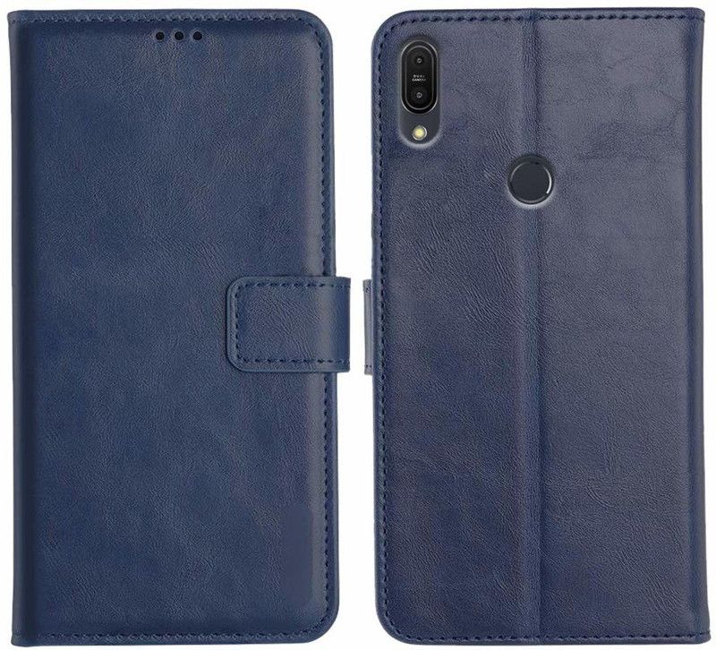 RD DREAMS Flip Cover for Wallet Cover|Card Slots | Foldable Stand For Asus ZenFone Max pro M1  (Blue, Magnetic Case, Pack of: 1)
