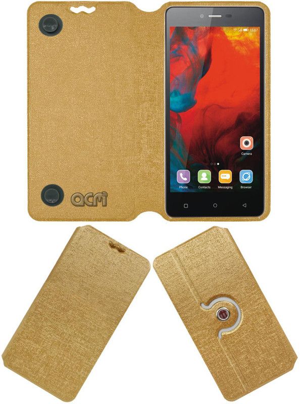 ACM Flip Cover for Gionee F103  (Gold, Cases with Holder, Pack of: 1)