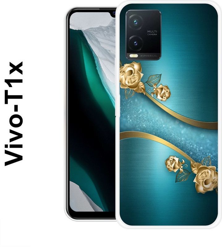 SIMAWAT Back Cover for Vivo T1x  (Blue, Gold, Grip Case, Silicon)