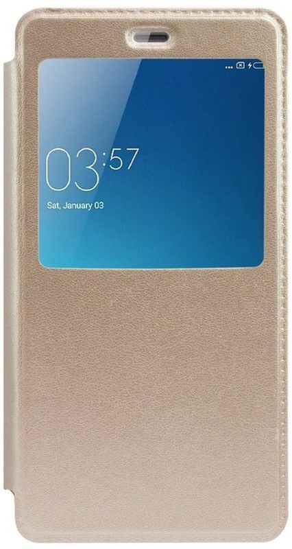 Elica Flip Cover for Samsung Galaxy J2 (2017)  (Gold, Shock Proof, Pack of: 1)