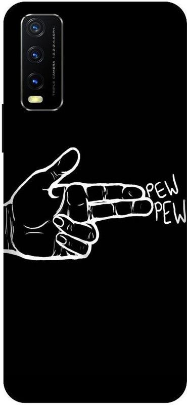 URCHIN Back Cover for Vivo Y20i pew pew, cool, black, hand, alone, attitude  (Multicolor, Shock Proof, Pack of: 1)