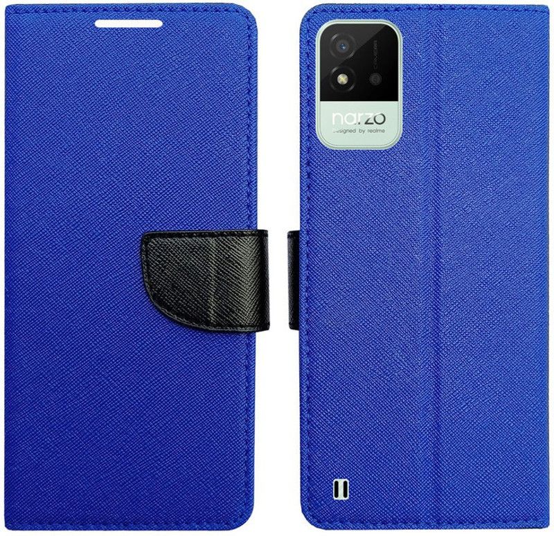MyFlips Flip Cover for Realme Narzo 50i  (Blue, Magnetic Case, Pack of: 1)