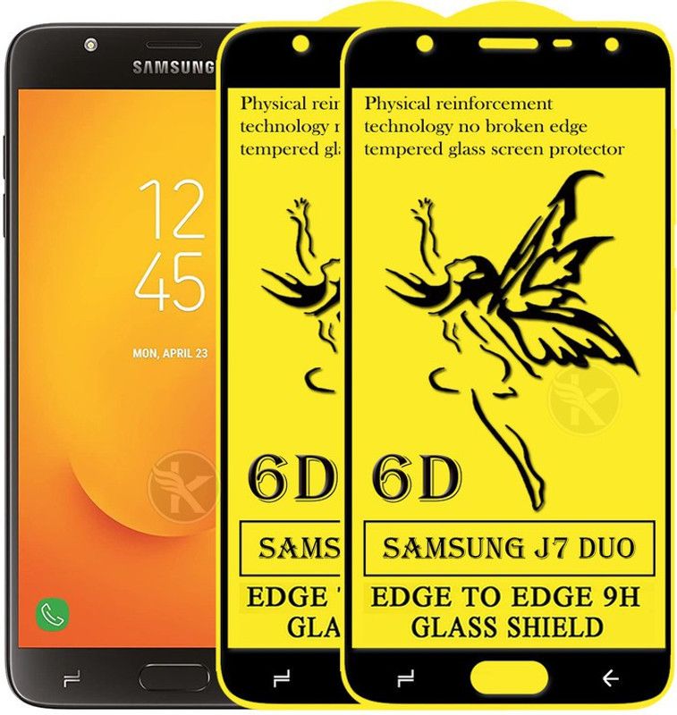Dgeot Edge To Edge Tempered Glass for samsung Galaxy J7 Duo  (Pack of 2)