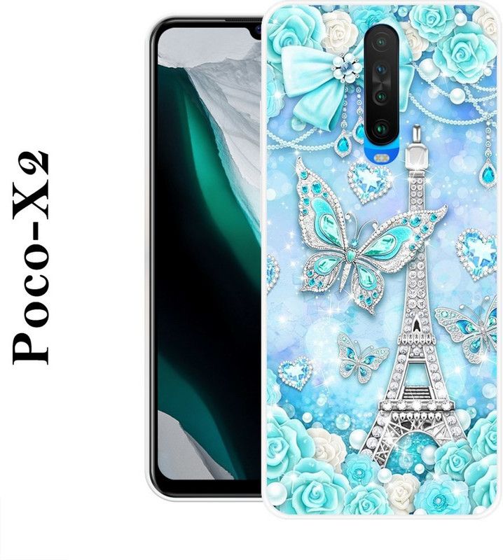 Sswastik Back Cover for Poco X2  (Blue, Silver, Grip Case, Silicon)