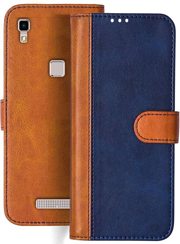 HANIRY Flip Cover for Lava Z80 flip cover | Z80 flip cover | Blue, Brown Design  (Blue, Magnetic Case, Pack of: 1)