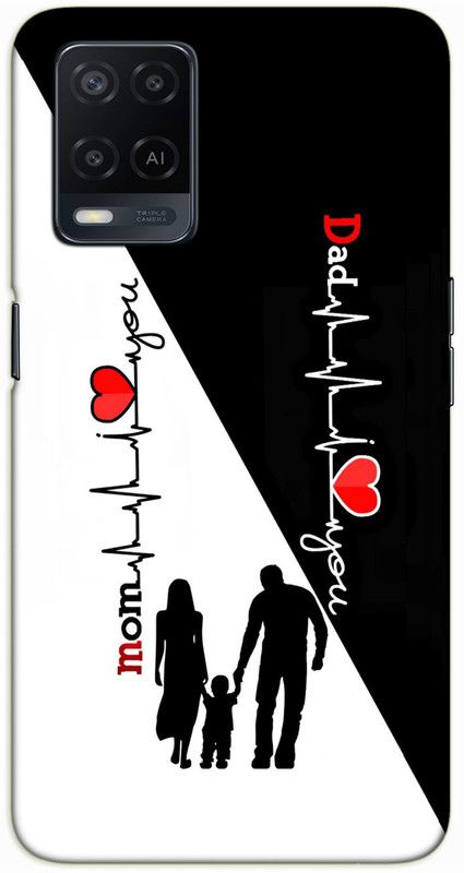 iprinto Back Cover for Oppo A54 4G Mom Dad Love Mom & Dad Love Back Cover  (White, Hard Case)