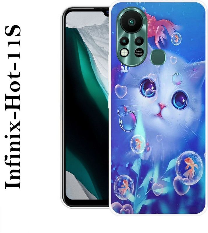 INDIALAND Back Cover for Infinix Hot 11s  (Blue, Silicon)