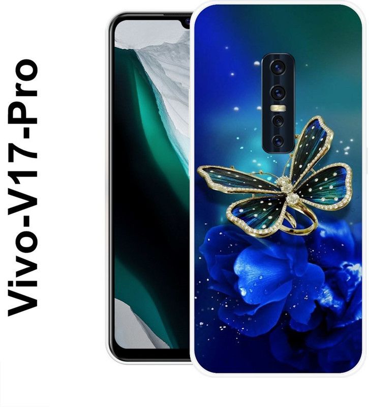 KUDI Back Cover for Vivo V17 Pro  (Blue, Gold, Grip Case, Silicon)