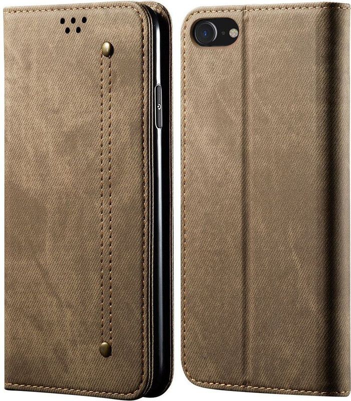 Bepak Wallet Case Cover for iPhone 8 / iPhone 7 / iPhone SE 2020  (Khaki, Magnetic Case, Pack of: 1)