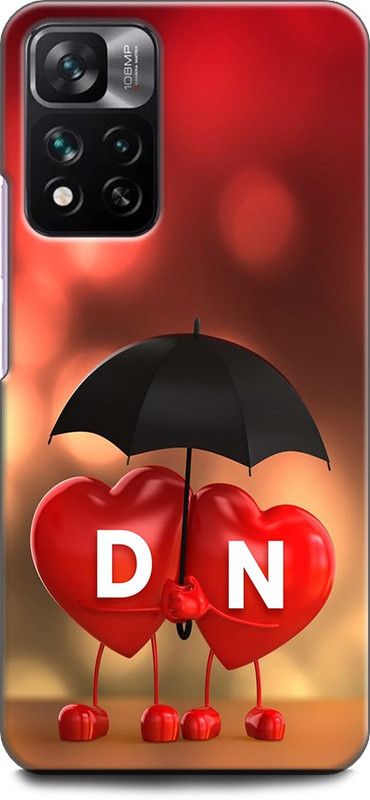 KEYCENT Back Cover for Xiaomi 11i 5G D N, D LOVES N, NAME, ALPHABET, DN LOVE, HART, BLUE  (Multicolor, Shock Proof, Pack of: 1)