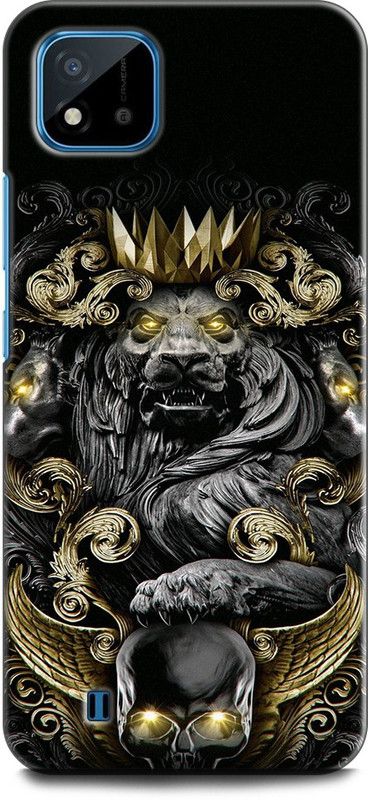 INDICRAFT Back Cover for Realme C11 2021, RMX3231 LION, CROWN, GOLDEN, THE KING OF JUNGAL, ANIMAL, ART  (Multicolor, Dual Protection, Pack of: 1)