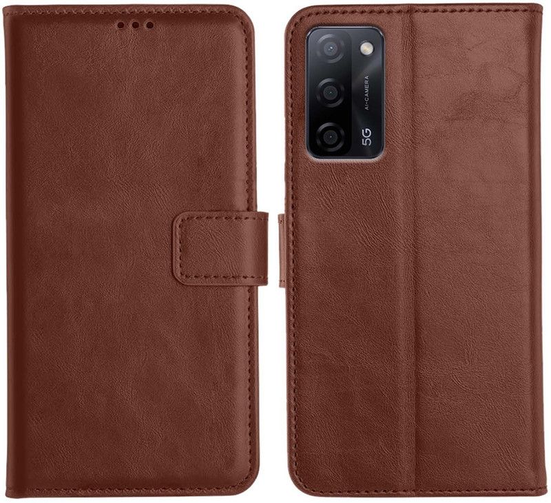 MarsField Flip Cover for Oppo A53S 5G  (Brown, Magnetic Case, Pack of: 1)