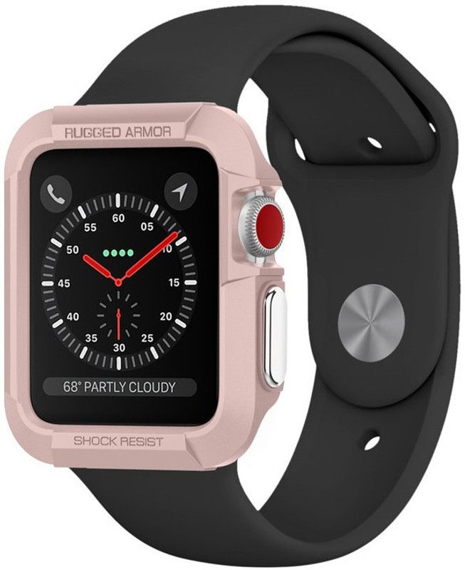 Spigen Rugged Armor Front & Back Case for Apple Watch 1 | 2 | 3 (42mm)  (Pink, Rugged Armor, Pack of: 1)
