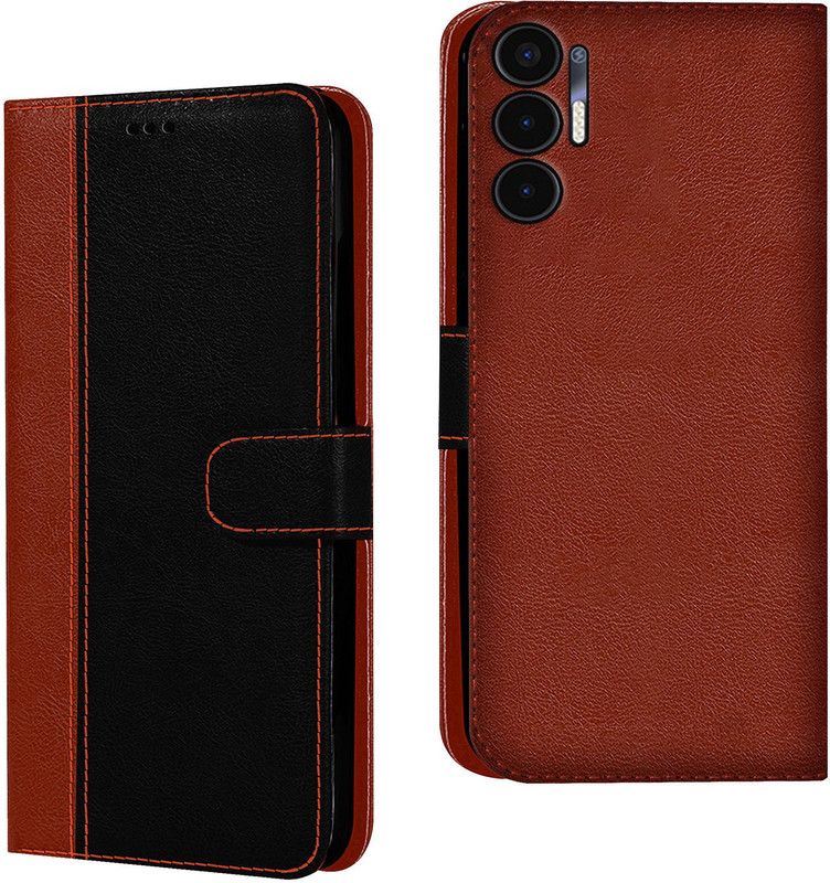 HUPSHY Back Cover for Tecno Pova 3  (Black, Brown, Dual Protection, Pack of: 1)