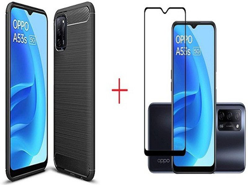 NIMMIKA ENTERPRISES Back Cover for oppo a16/a53s 5g hybrid back cover & tempered glass 11d  (Transparent, Black, Flexible, Pack of: 1)