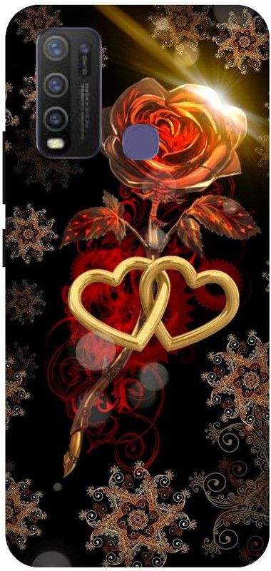 UMPRINT Back Cover for Vivo Y50 Red Rose Heart Printed Back Cover  (Multicolor, Hard Case, Pack of: 1)