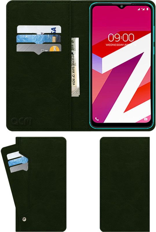 ACM Flip Cover for Lava Myz  (Green, Cases with Holder, Pack of: 1)