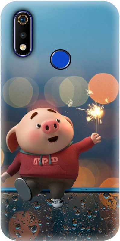 #Uncultured Back Cover for Realme 3, Realme 3i - Porky Piggy Print  (Multicolor, Hard Case, Pack of: 1)