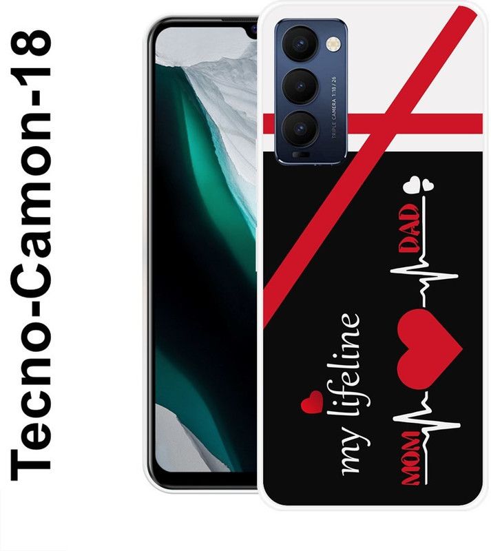 KLC Back Cover for Tecno Camon 18  (Black, White, Grip Case, Silicon)