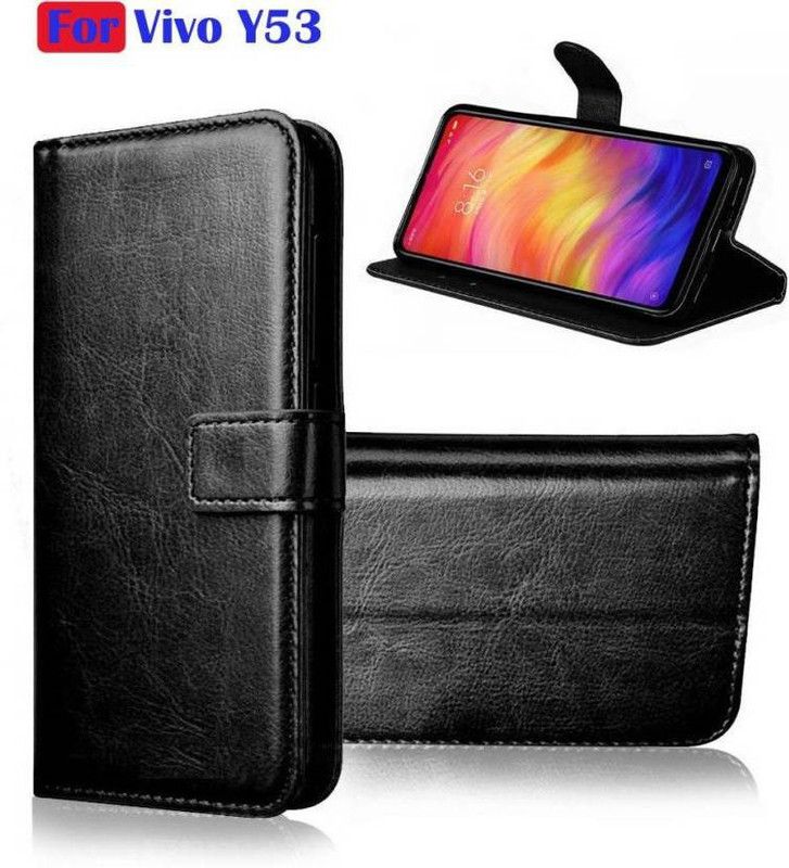 Finely Flip Cover for VIVO Y53  (Black, Pack of: 1)