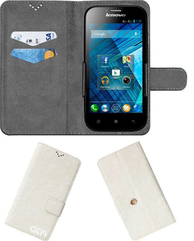 ACM Flip Cover for Lenovo A706  (White, Cases with Holder, Pack of: 1)