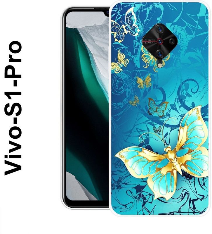 SUPER CASE Back Cover for Vivo S1 Pro  (Blue, Gold, Silicon)