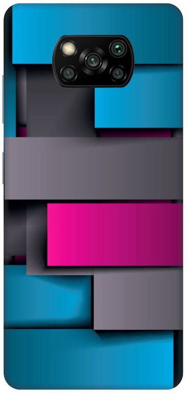 UMPRINT Back Cover for Poco X3/MZB9965IN 3D Design, Navy, Pink Color Printed Back Cover  (Multicolor, Hard Case, Pack of: 1)