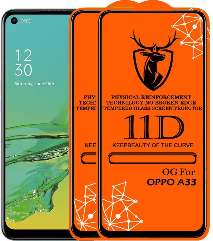 Express Buy Edge To Edge Tempered Glass for 11D Glass - oppo A33  (Pack of 2)