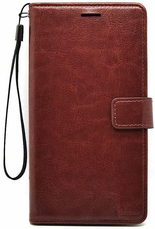 ClickAway Flip Cover for Samsung Galaxy M10s | Foldable Stand Case | Wallet Card Slots | Vintage Flip Case  (Brown, Dual Protection, Pack of: 1)