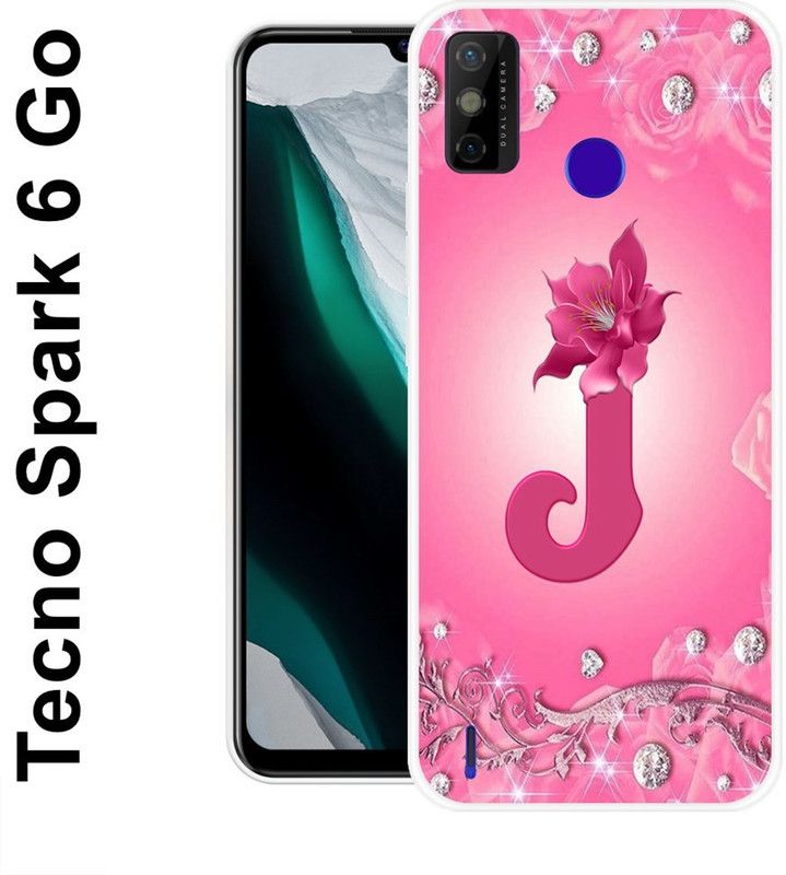 KLC Back Cover for Tecno Spark 6 Go, Tecno Spark Go 2021  (Pink, Silver, Silicon)