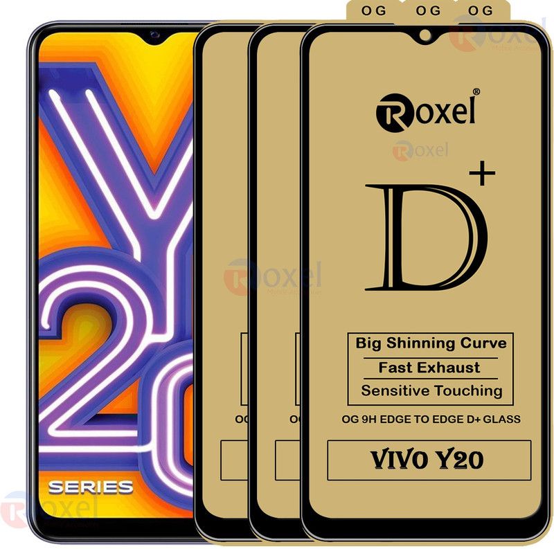 Roxel Edge To Edge Tempered Glass for Vivo Y20  (Pack of 3)