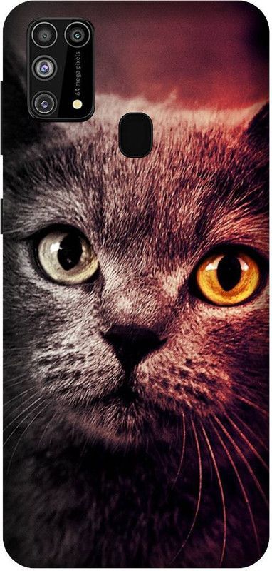 Yoprint Back Cover for Samsung Galaxy M31 Prime Black cat back cover  (Multicolor, Hard Case, Pack of: 1)