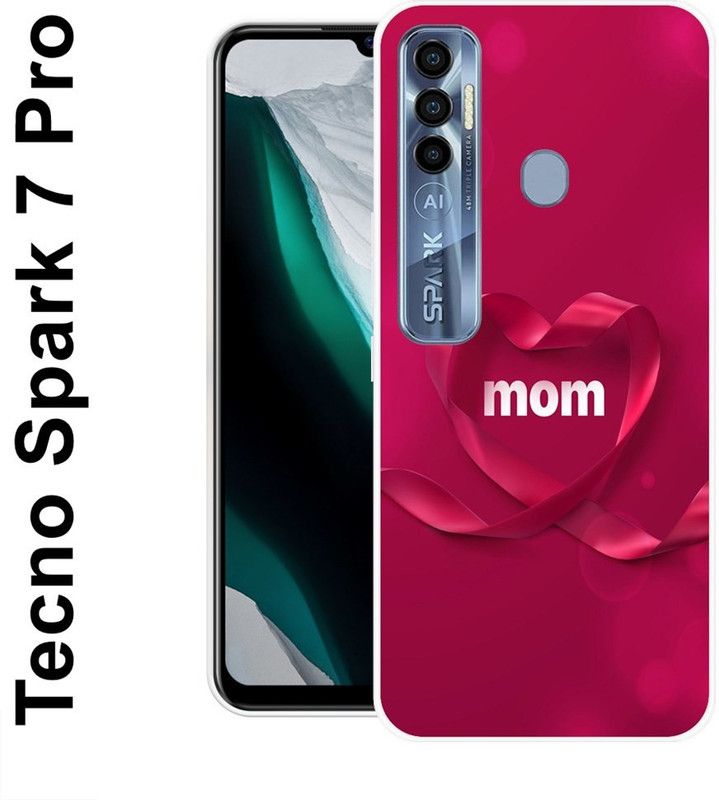 Sswastik Back Cover for Tecno Spark 7 Pro  (Pink, White, Silicon)